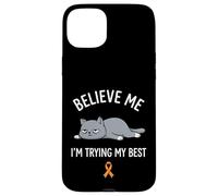 Believe Me Im Trying My Best Tired Cat Orange Awareness Coque pour iPhone 15 Plus