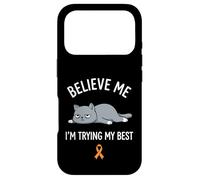 Believe Me Im Trying My Best Tired Cat Orange Awareness Coque pour iPhone 17 Pro