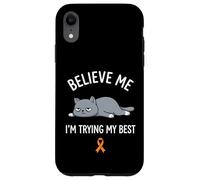 Believe Me Im Trying My Best Tired Cat Orange Awareness Coque pour iPhone XR