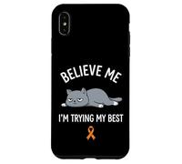 Believe Me Im Trying My Best Tired Cat Orange Awareness Coque pour iPhone XS Max