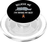 Believe Me Im Trying My Best Tired Cat Orange Awareness PopSockets PopGrip pour MagSafe
