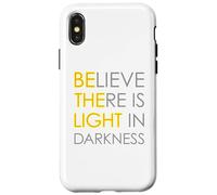 Believe There is Light in Darkness Strength Jésus Croix Lion Coque pour iPhone X/XS