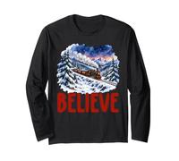 Believe Train Pyjama Sapin de Noël pour Hommes, Femmes et Enfants Manche Longue