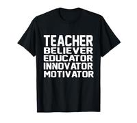 Believer Motivator Innovator Educator Retro Teacher Étudiants T-Shirt