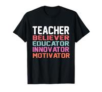 Believer Motivator Innovator Educator Retro Teacher Étudiants T-Shirt
