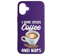 Believers I Love Jesus Coffee and Naps Citation drôle chrétien Coque pour iPhone 16 Plus
