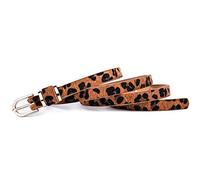 Believewang Femmes Leopard Ceinture en cuir 1.5cm large ceinture Leopard Imprimer Brown 130cm (taille 115cm)