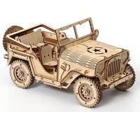 Bel'igi Puzzle Voiture 3D en Bois, Jeu de Construction Jeep de l'Armée, Kit d'Assemblage Enfants Adultes, Modèle 19 cm, LG811