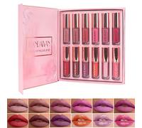 Beliky Girl 9PCS Matte Liquid Lipstick avec 3pcs Shiny Lipstick Makeup set, Matte Nude Liquid longue durée porter coupe indélébile imperméable à l'eau Lip Gloss femmes Makeup set