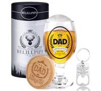 Belillpipi Cadeaux d'anniversaire pour papa, verres à bière avec dessous de verre en bois et décapsuleur, cadeaux pour papa, cadeaux de Noël personnalisés pour la fête des pères, cadeaux