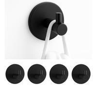 Belim's Crochet Adhesif - Porte Serviette Salle De Bain - Accroche Serviette torchon sdb WC Patere Adhesive - Porte Torchon Cuisine Mural Auto Adhesif - Support Attache Sans Percer (Noir)