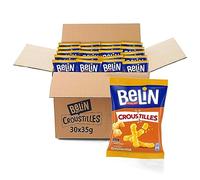 BELIN - Biscuits Soufflés Croustillants Goût Emmental - A Partager entre Amis ou en Famille pour les Apéros - Format Individuel Pratique - Sans Colorant Sans Conservateur - Carton de 30 sachets de 35g