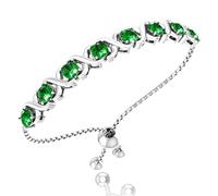 Belinda Jewelz Bracelet jonc classique avec pierre de naissance pour femme en argent sterling 925 avec pierre précieuse étincelante XO Bolo 4,2 carats, 28,9 cm, 11 Inches, Pierre précieuse, Émeraude