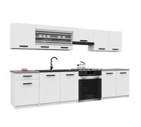 BELINI Cuisine Équipée Complète ITALIA 4 260 cm - Meubles Hauts et Bas avec Plan de Travail - Blanc Mat