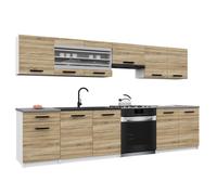 BELINI Cuisine Équipée Complète ITALIA 4 260 cm - Meubles Hauts et Bas avec Plan de Travail - Chêne Sonoma