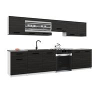 BELINI Cuisine Équipée Complète ITALIA 4 260 cm - Meubles Hauts et Bas avec Plan de Travail - Ébène