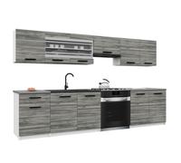 BELINI Cuisine Équipée Complète ITALIA 4 260 cm - Meubles Hauts et Bas avec Plan de Travail - Gris Glamour
