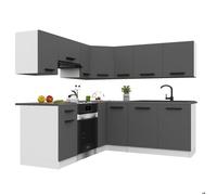 BELINI Cuisine Équipée Complète ITALIA 6 360 cm - Cuisine en L avec Meubles d'Angle - Gris Mat