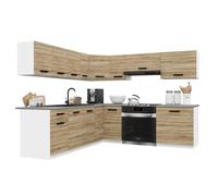 BELINI Cuisine Équipée Complète ITALIA 7 420 cm - Cuisine en L avec Meubles d'Angle - Chêne Sonoma