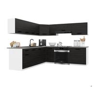 BELINI Cuisine Équipée Complète ITALIA 7 420 cm - Cuisine en L avec Meubles d'Angle - Ébène
