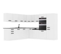 Belini Cuisine Equipee Complete JANE Muebles de Cuisine Complets. L-Forme Cuisine. Cuisine Complete Sans Plan de Travail, blanc mat