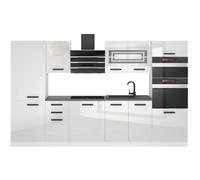 Belini Cuisine Equipee Complete MILA Muebles de Cuisine Complets - 300 cm. Avec Plan de Travail, blanc très brillant