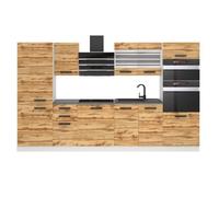 Belini Cuisine Equipee Complete MILA Muebles de Cuisine Complets - 300 cm. Sans Plan de Travail, chêne wotan