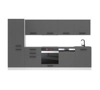 Belini Cuisine Equipee Complete ROSE Muebles de Cuisine Complets - 300 cm. Sans Plan de Travail, argent mat