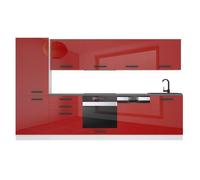 Belini Cuisine Equipee Complete ROSE Muebles de Cuisine Complets - 300 cm. Sans Plan de Travail, rouge très brillant