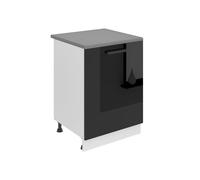 BELINI Meuble Cuisine Bas avec Plan de Travail SD, Meubles de Cuisine - Taille: 51,6x60x85 cm, 1 Porte, Couleur: noir très brillant