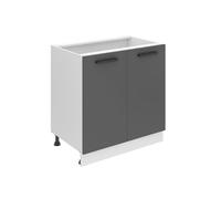 BELINI Meuble Cuisine Bas sans Plan de Travail SD, Meubles de Cuisine - Taille: 51,6x80x82 cm, 2 Portes, Couleur: argent mat