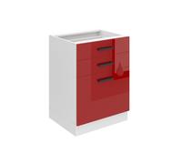 BELINI Meuble Cuisine Bas sans Plan de Travail SDSZ, Meubles de Cuisine - T: 51,6x60x82 cm, 2 Tiroirs, 1 Porte, rouge très brillant
