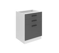 BELINI Meuble Cuisine Bas sans Plan de Travail SDSZ, Meubles de Cuisine - T: 51,6x60x82 cm, 2 Tiroirs, 1 Porte, Couleur: argent mat