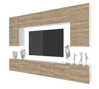 BELINI Unité Murale TV MILANO 2 300 cm - Chêne Sonoma Mat - Ensemble Mural Salon Complet Suspendu - Système Sans Poignée