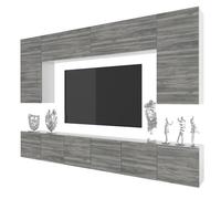 BELINI Unité Murale TV MILANO 2 300 cm - Gris Mat - Ensemble Mural Salon Complet Suspendu - Système Sans Poignée