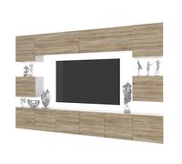 BELINI Unité Murale TV MILANO 3 300 cm - Chêne Sonoma Mat - Ensemble Mural Salon Complet Suspendu - Système Sans Poignée