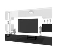 BELINI Unité Murale TV MILANO 3 300 cm - Noir Brillant & Blanc - Ensemble Mural Salon Complet Suspendu - Système Sans Poignée