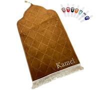 Belinia Prestige - tapis de prière luxueux personnalisé, tapis musulman, idée cadeau (Marronmosq) TA01