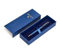 BELIUS Stylo à bille NEPTUNE ALUMINIUM TEXTURA WAVY COULEUR BLEU MARIN ENCRE BLEU BOÎTE DE DESIGN
