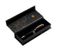 BELIUS Stylo à bille PASSION DOR ALUMINIUM TEXTURE BROSSÉ COULEUR NOIR ET DORÉ ENCRE BLEU BOÎTE DE DESIGNER