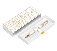 BELIUS STYLO CARTE BLANCHECOULEUR ET BLANC DORÉ ENCRE BLEUE BOÎTE DE DESIGNO
