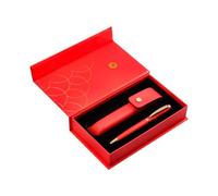 BELIUS Stylo et étui Passion Dor Aluminium Texture Brossée Couleur Rouge et Doré Encre Bleue Boîte de Design