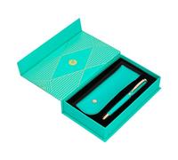 Belius Stylo et étui SOIREE couleur art déco turquoise et doré encre bleue boîte design