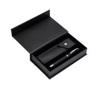 BELIUS STYLO ET ETUI TURBO ALUMINIUM TEXTURE POINTÉE NOIR ET ARGENT ENCRE BLEUE BOÎTE DE DESIGNO