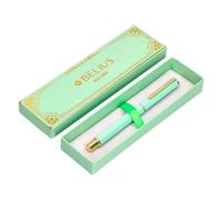 BELIUS Stylo Macaron Bluiss Forme Hexagonale Couleur Vert Doré Encre Bleue Boîte Design