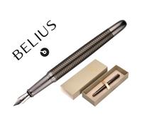 Belius Stylo-Plume Neptuno Aluminium Texture Ondulee Attributs Gun Encre Bleue Coloris Kaki Dans Coffret Cadeau