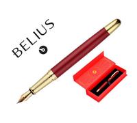 Belius Stylo-Plume Soiree Aluminium Details Et Attributs Or Encre Bleue Coloris Bordeaux Dans Coffret Cadeau