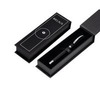 BELIUS STYLO TURBO ALUMINIUM TEXTURE POINTÉE COULEUR NOIR ET ARGENT BLEU BOÎTE DESIGN