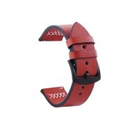 Belivceng Bracelet de montre classique en cuir avec boucle noire, bracelet facile à changer grâce à ses barrettes à ressort à dégagement rapide, tailles 20 mm et 22 mm,Brun rouge,26 mm