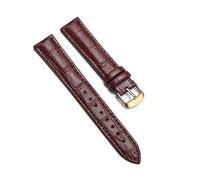 Belivceng Bracelet de montre en cuir à motif bambou avec boucle ardillon en acier, tailles 18 à 22 mm, accessoire de remplacement durable,Brun - Or,18 mm